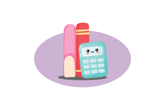 School Kawaii Books and Calculator Svg Review